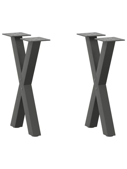 Sohvapöydän jalat x-muotoiset 2 kpl antrasiitti 38x(42-43) cm teräs