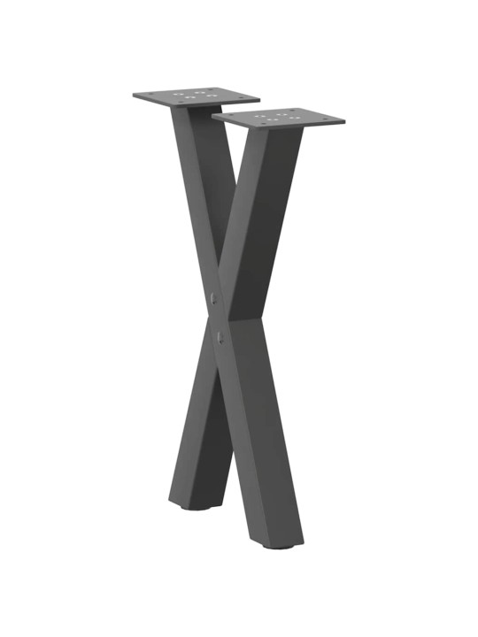 Sohvapöydän jalat x-muotoiset 2 kpl antrasiitti 38x(42-43) cm teräs