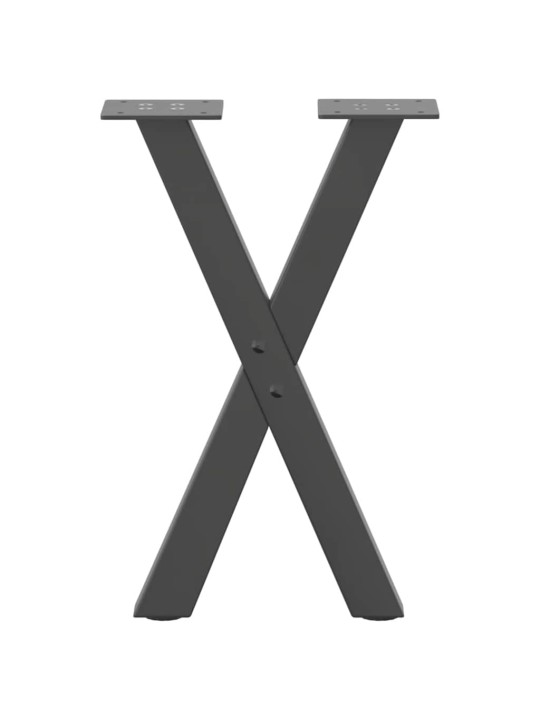 Sohvapöydän jalat x-muotoiset 2 kpl antrasiitti 38x(42-43) cm teräs