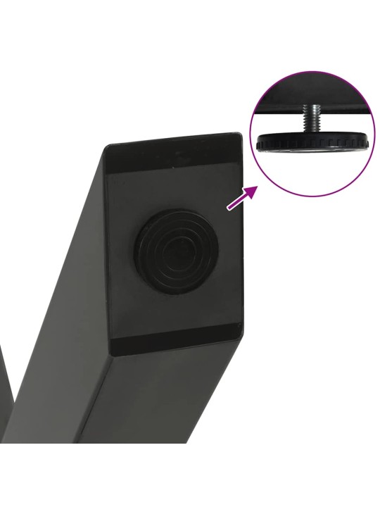 Sohvapöydän jalat x-muotoiset 2 kpl antrasiitti 38x(42-43) cm teräs