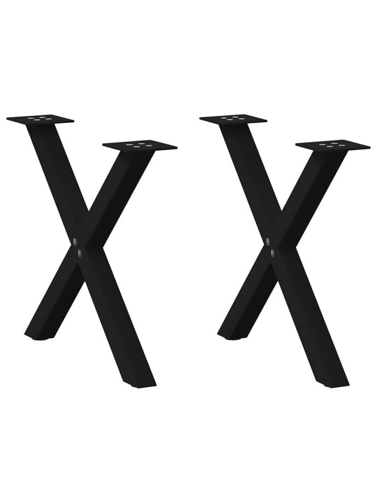 Sohvapöydän jalat x-muotoiset 2 kpl musta 38x(42-43) cm teräs