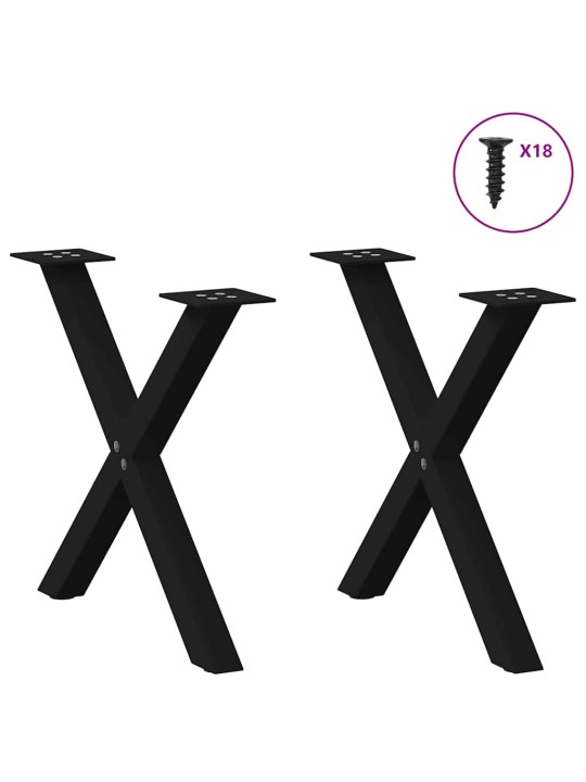Sohvapöydän jalat x-muotoiset 2 kpl musta 38x(42-43) cm teräs