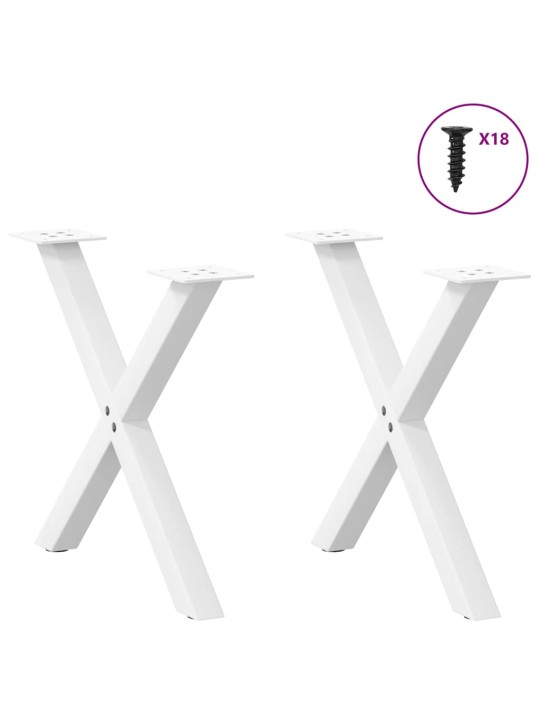 Sohvapöydän jalat x-muotoiset 2 kpl valkoinen 50x(42-43) cm teräs