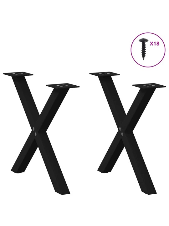 Sohvapöydän jalat x-muotoiset 2 kpl musta 60x(42-43) cm teräs