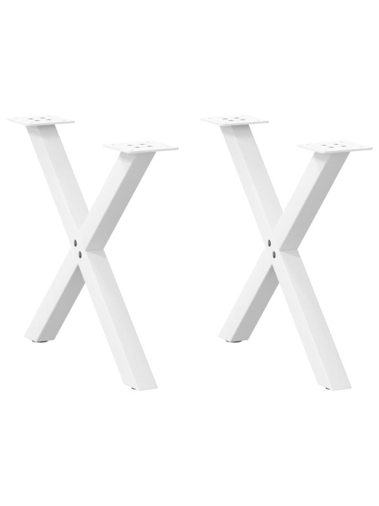 Sohvapöydän jalat x-muotoiset 2 kpl valkoinen 60x(42-43) cm teräs