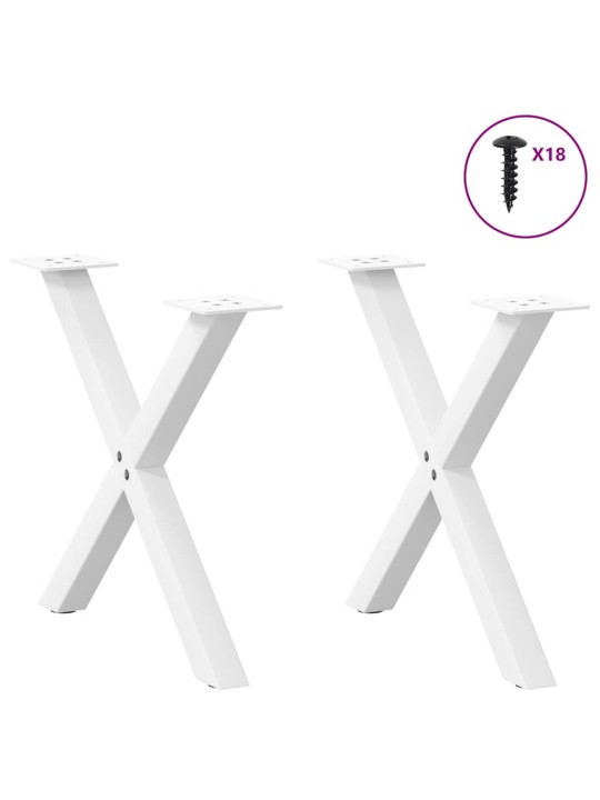 Sohvapöydän jalat x-muotoiset 2 kpl valkoinen 60x(42-43) cm teräs