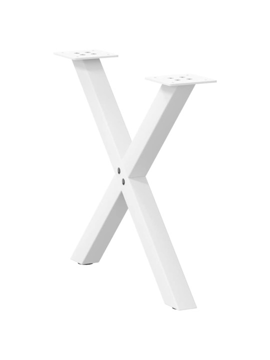 Sohvapöydän jalat x-muotoiset 2 kpl valkoinen 60x(42-43) cm teräs