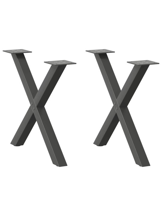 Sohvapöydän jalat x-muotoiset 2 kpl antrasiitti 60x(42-43) cm teräs