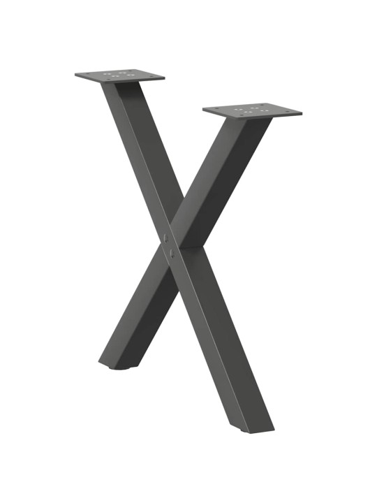 Sohvapöydän jalat x-muotoiset 2 kpl antrasiitti 60x(42-43) cm teräs