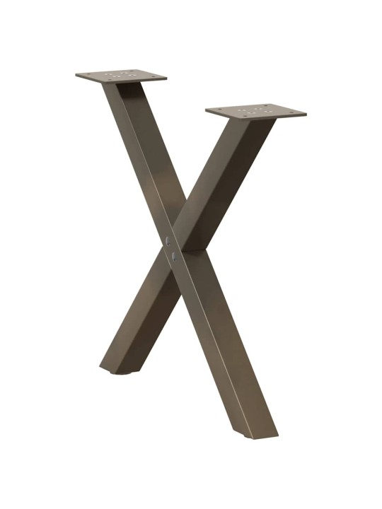Sohvapöydän jalat x-muotoiset 2 kpl luonnonvärinen teräs 60x(42-43) cm teräs