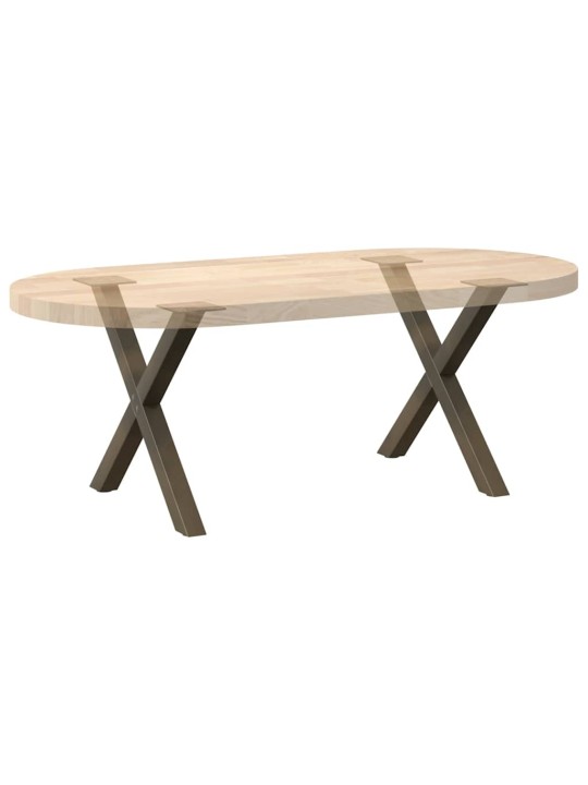 Sohvapöydän jalat x-muotoiset 2 kpl luonnonvärinen teräs 60x(42-43) cm teräs