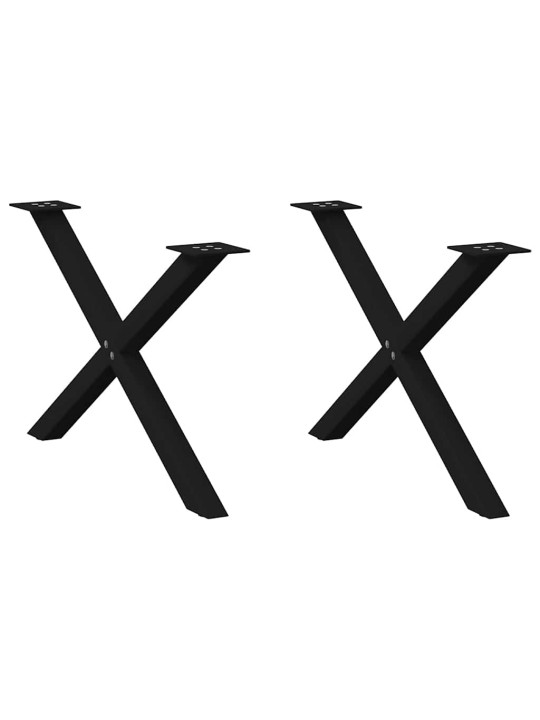 Sohvapöydän jalat x-muotoiset 2 kpl musta 70x(42-43) cm teräs