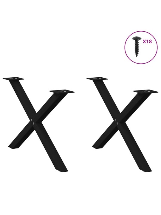 Sohvapöydän jalat x-muotoiset 2 kpl musta 70x(42-43) cm teräs