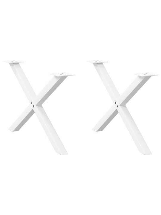 Sohvapöydän jalat x-muotoiset 2 kpl valkoinen 70x(42-43) cm teräs
