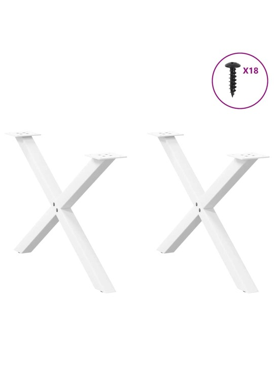 Sohvapöydän jalat x-muotoiset 2 kpl valkoinen 70x(42-43) cm teräs