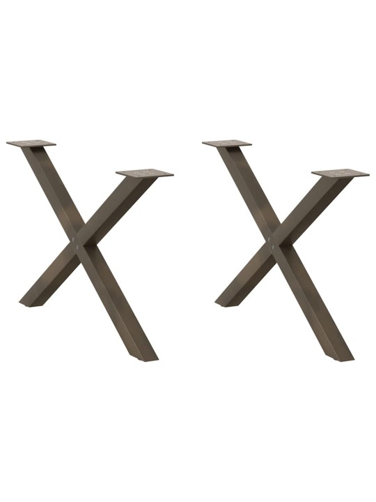 Sohvapöydän jalat x-muotoiset 2 kpl luonnonvärinen teräs 70x(42-43) cm teräs
