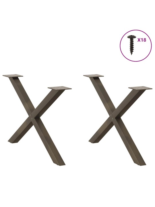Sohvapöydän jalat x-muotoiset 2 kpl luonnonvärinen teräs 70x(42-43) cm teräs