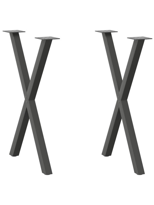 Ruokapöydän jalat X-muotoiset 2 kpl antrasiitti 50x(72-73) cm teräs