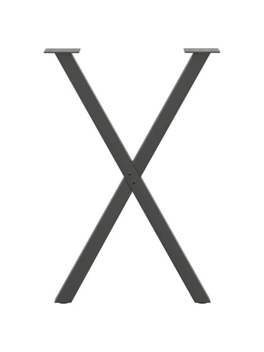 Ruokapöydän jalat X-muotoiset 2 kpl antrasiitti 50x(72-73) cm teräs