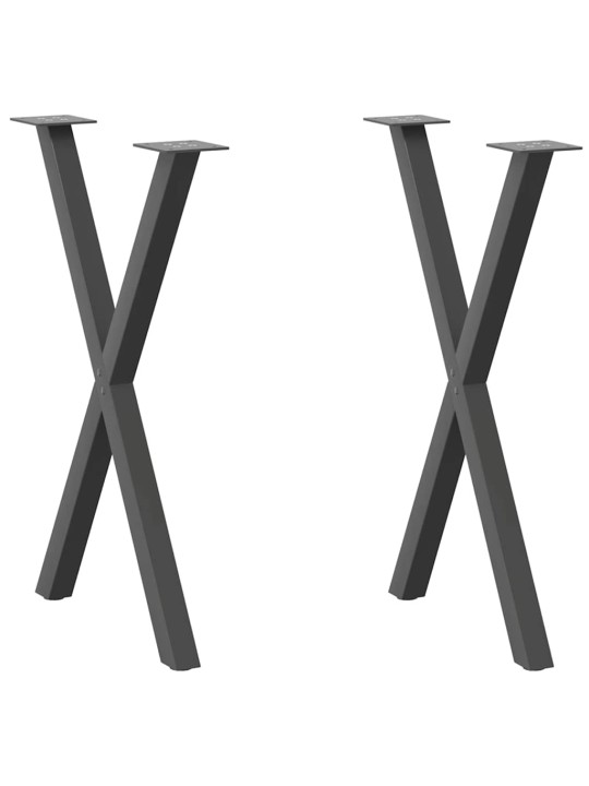 Ruokapöydän jalat x-muotoiset 2 kpl antrasiitti 60x(72-73) cm teräs