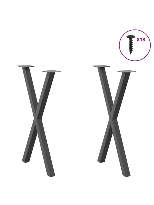 Ruokapöydän jalat x-muotoiset 2 kpl antrasiitti 60x(72-73) cm teräs