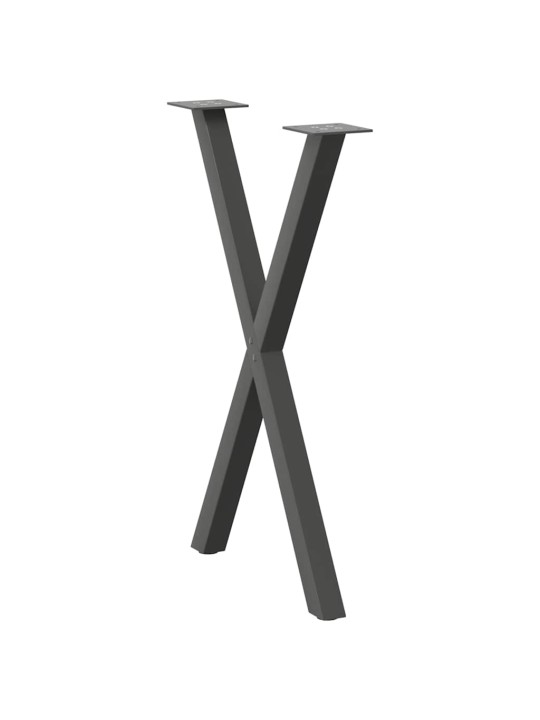 Ruokapöydän jalat x-muotoiset 2 kpl antrasiitti 60x(72-73) cm teräs