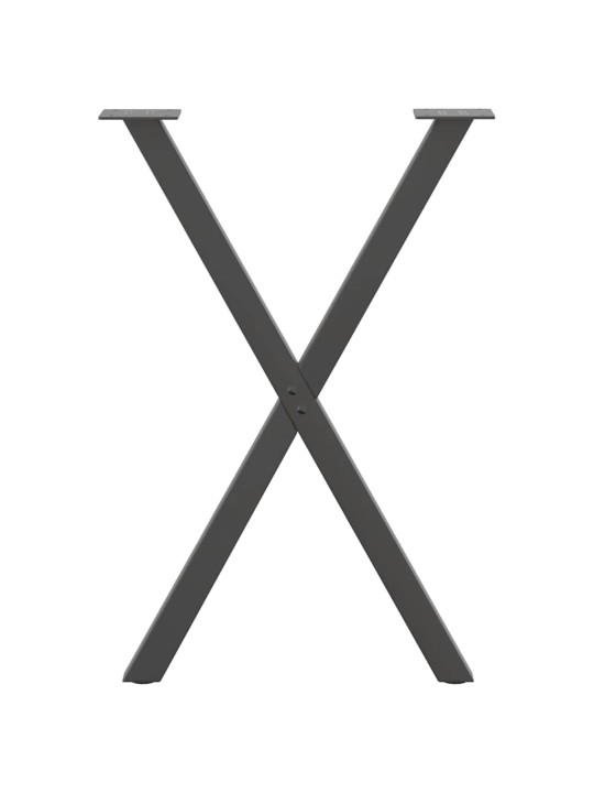 Ruokapöydän jalat x-muotoiset 2 kpl antrasiitti 60x(72-73) cm teräs