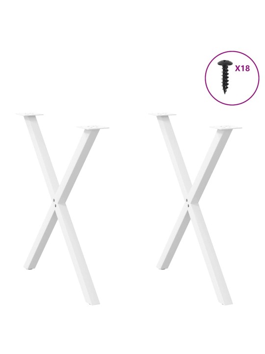 Ruokapöydän jalat x-muotoiset 2 kpl valkoinen 70x(72-73) cm teräs