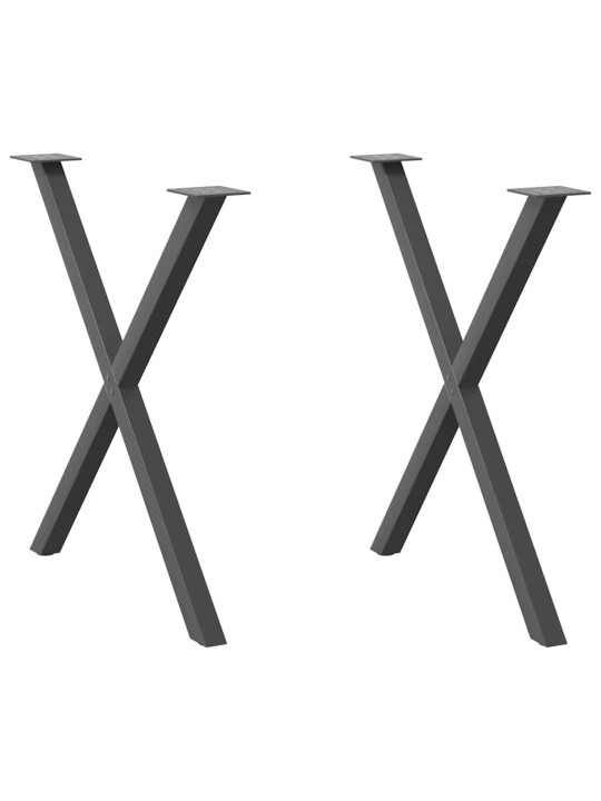 Ruokapöydän jalat x-muotoiset 2 kpl antrasiitti 70x(72-73) cm teräs