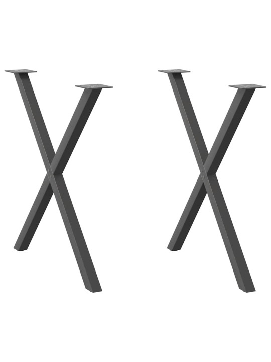Ruokapöydän jalat x-muotoiset 2 kpl antrasiitti 80x(72-73) cm teräs