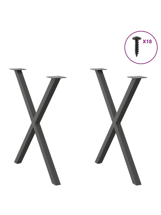 Ruokapöydän jalat x-muotoiset 2 kpl antrasiitti 80x(72-73) cm teräs