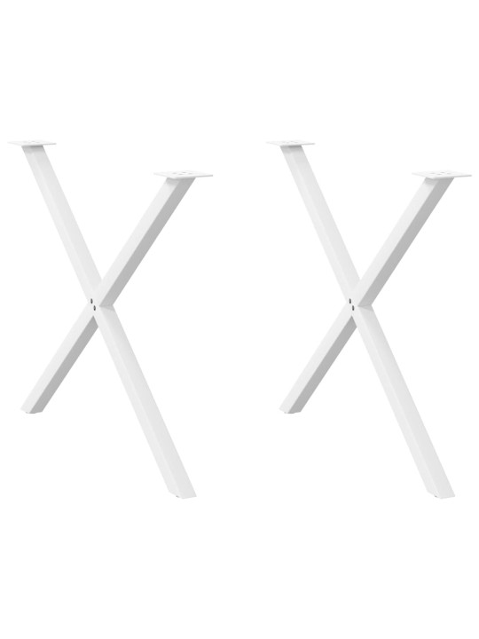 Ruokapöydän jalat x-muotoiset 2 kpl valkoinen 90x(72-73) cm teräs