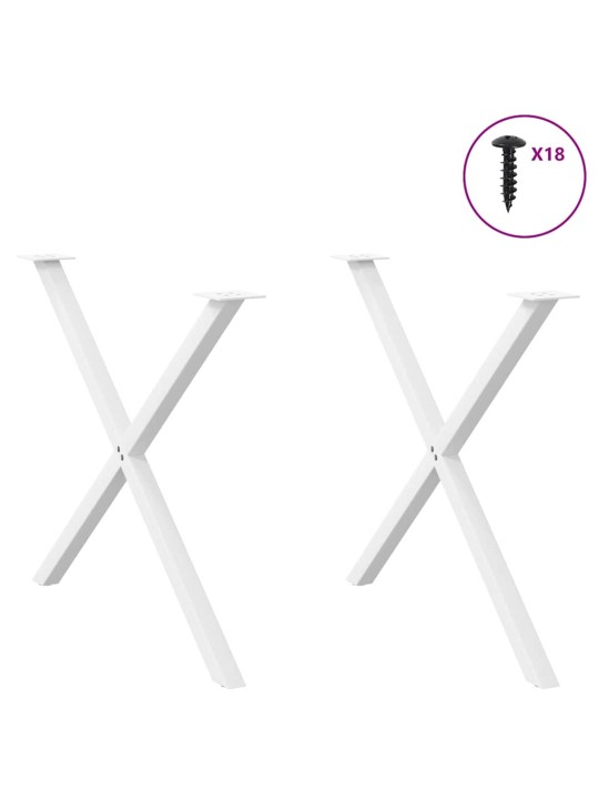 Ruokapöydän jalat x-muotoiset 2 kpl valkoinen 90x(72-73) cm teräs