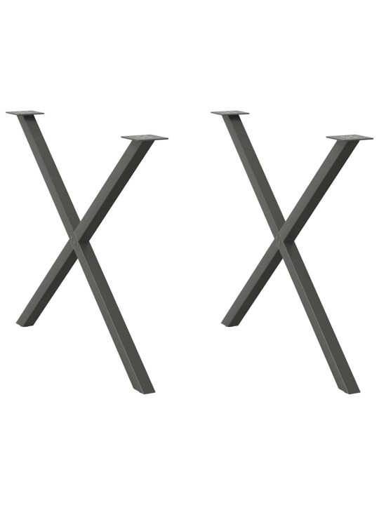 Ruokapöydän jalat x-muotoiset 2 kpl antrasiitti 90x(72-73) cm teräs