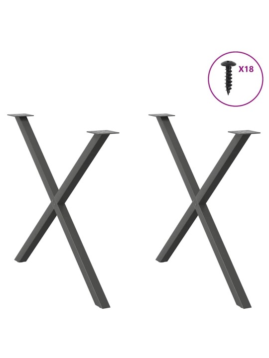 Ruokapöydän jalat x-muotoiset 2 kpl antrasiitti 90x(72-73) cm teräs
