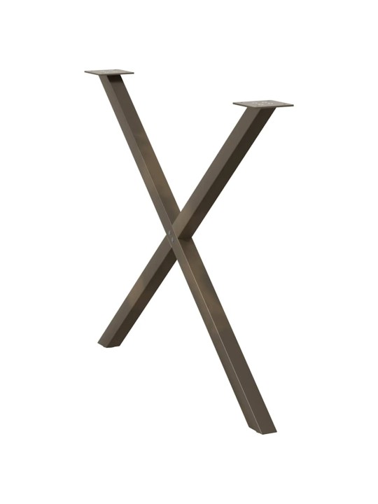 Ruokapöydän jalat x-muotoiset 2 kpl luonnonvärinen teräs 90x(72-73) cm teräs