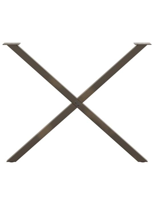 Ruokapöydän jalat x-muotoiset 2 kpl luonnonvärinen teräs 90x(72-73) cm teräs