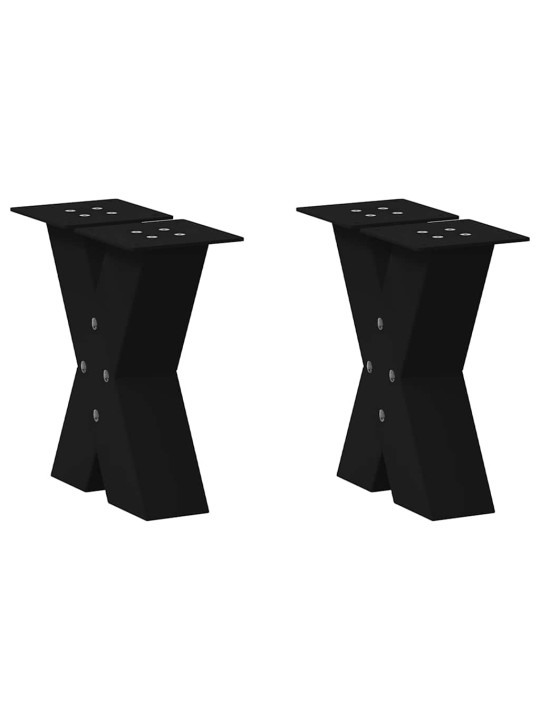 Sohvapöydän jalat x-muotoiset 2 kpl musta 30x(30-31) cm teräs