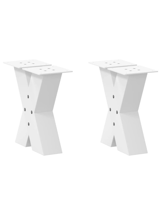 Sohvapöydän jalat x-muotoiset 2 kpl valkoinen 30x(30-31) cm teräs