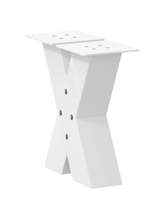 Sohvapöydän jalat x-muotoiset 2 kpl valkoinen 30x(30-31) cm teräs