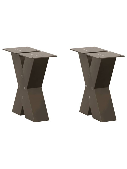 Sohvapöydän jalat x-muotoiset 2 kpl luonnonvärinen teräs 30x(30-31) cm teräs