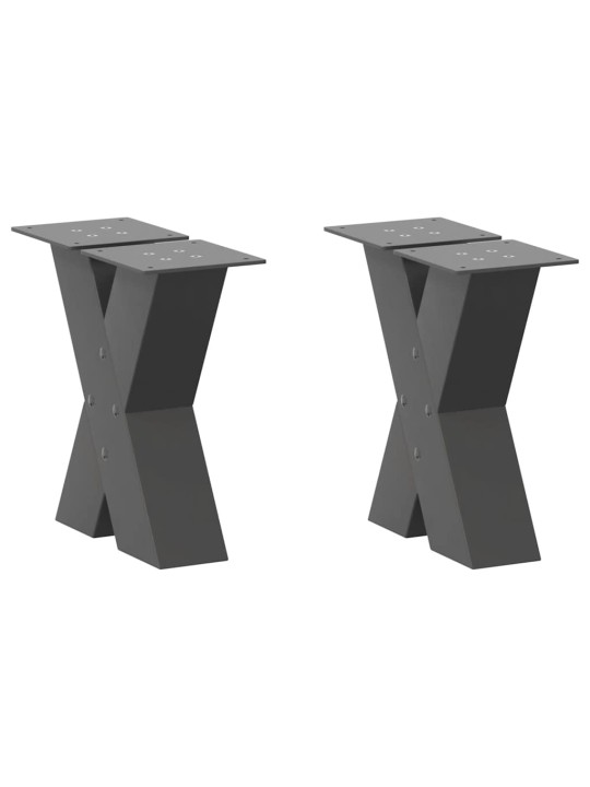 Sohvapöydän jalat x-muotoiset 2 kpl antrasiitti 40x(30-31) cm teräs