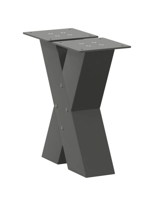 Sohvapöydän jalat x-muotoiset 2 kpl antrasiitti 40x(30-31) cm teräs