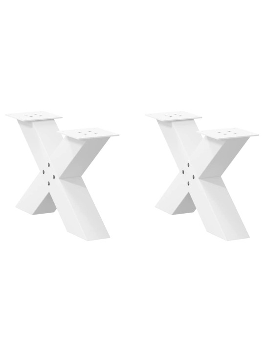 Sohvapöydän jalat x-muotoiset 2 kpl valkoinen 50x(30-31) cm teräs