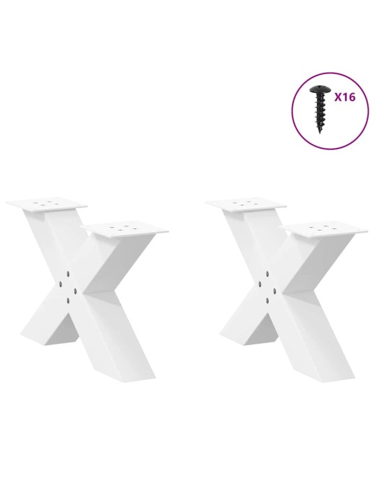 Sohvapöydän jalat x-muotoiset 2 kpl valkoinen 50x(30-31) cm teräs