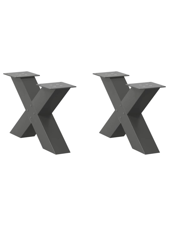 Sohvapöydän jalat x-muotoiset 2 kpl antrasiitti 50x(30-31) cm teräs