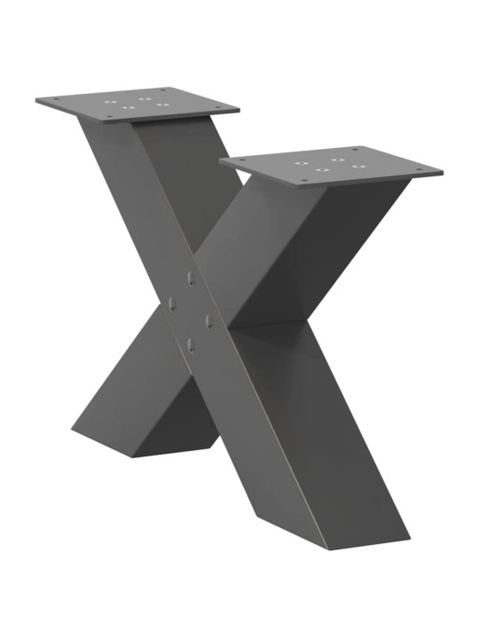 Sohvapöydän jalat x-muotoiset 2 kpl antrasiitti 50x(30-31) cm teräs