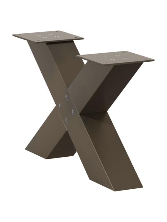 Sohvapöydän jalat x-muotoiset 2 kpl luonnonvärinen teräs 50x(30-31) cm teräs