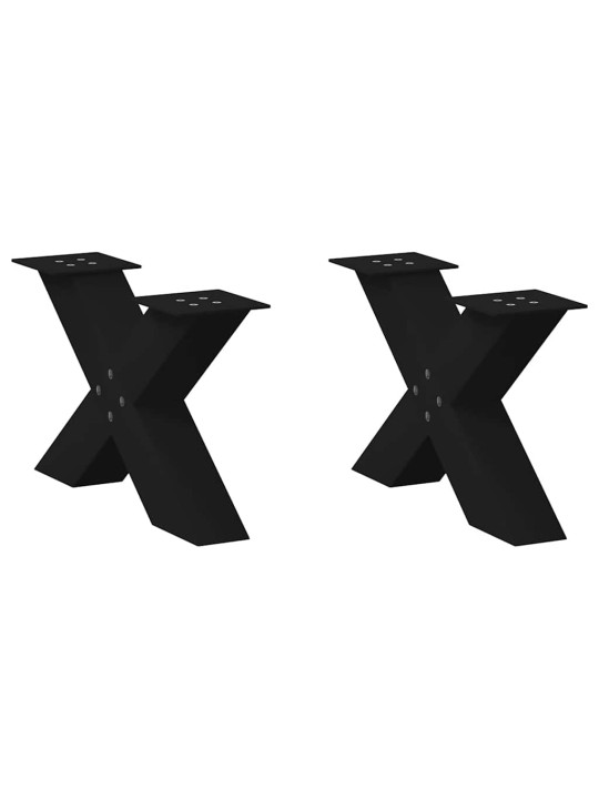 Sohvapöydän jalat x-muotoiset 2 kpl musta 60x(30-31) cm teräs