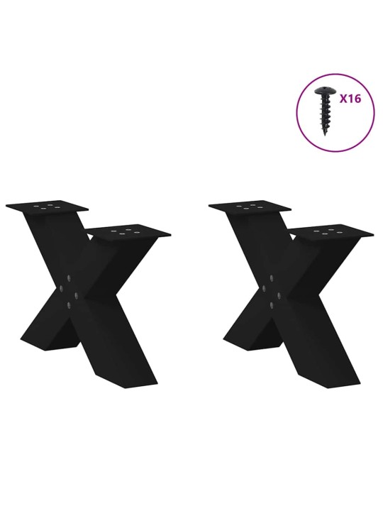 Sohvapöydän jalat x-muotoiset 2 kpl musta 60x(30-31) cm teräs